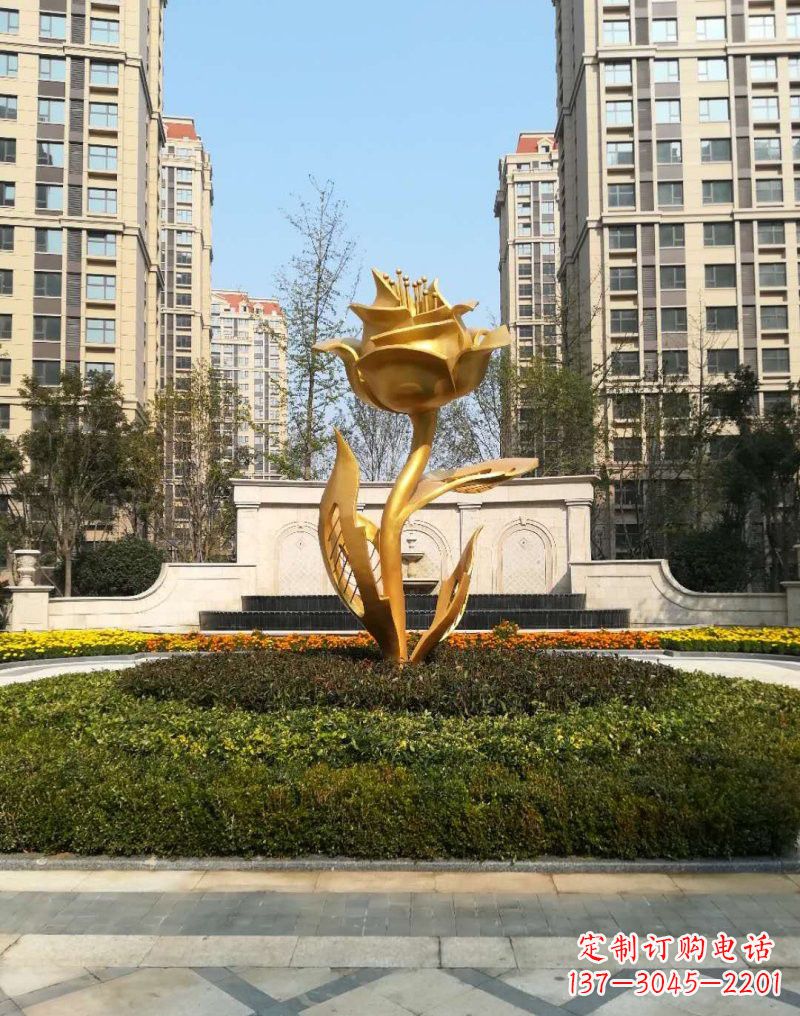 宁夏不锈钢小区玫瑰花雕塑浓郁情感的视觉体验
