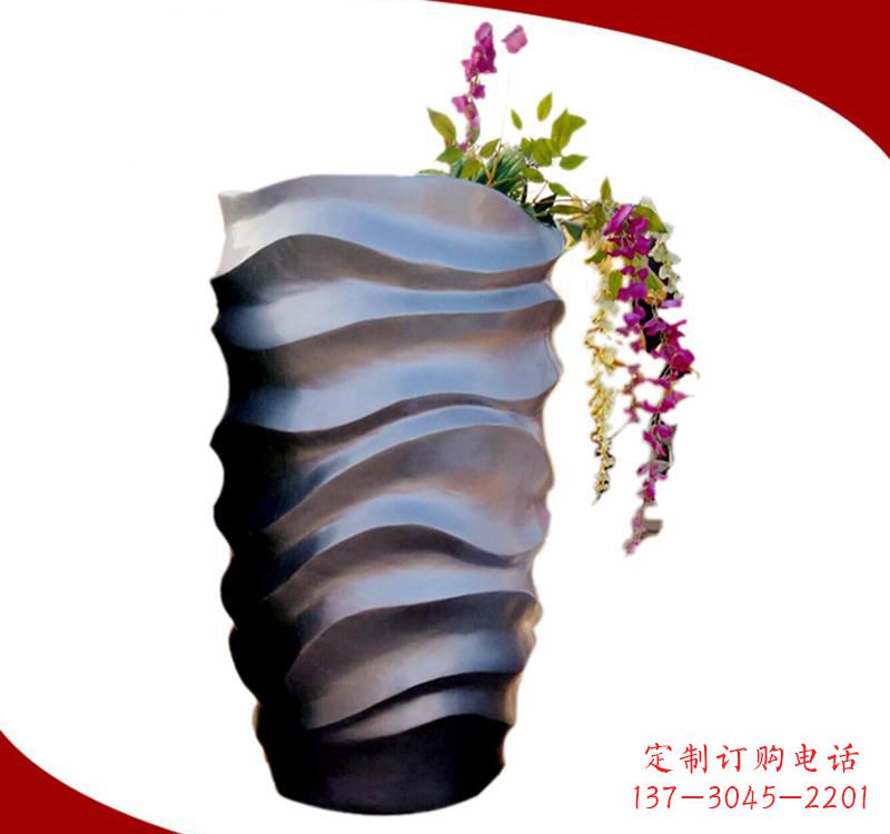 宁夏不锈钢校园景观花盆雕塑美化校园环境