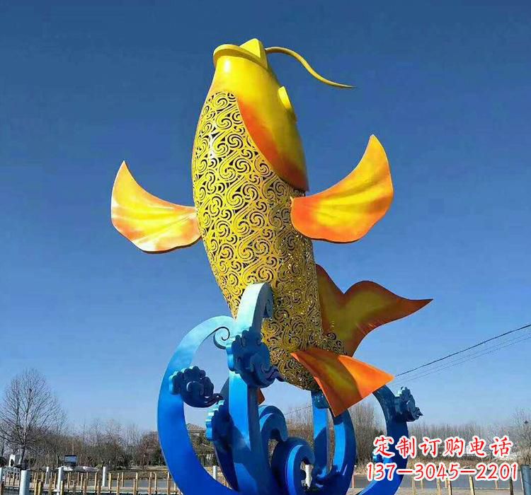 宁夏不锈钢艺术鲤鱼雕塑艺术之美与生活之灵
