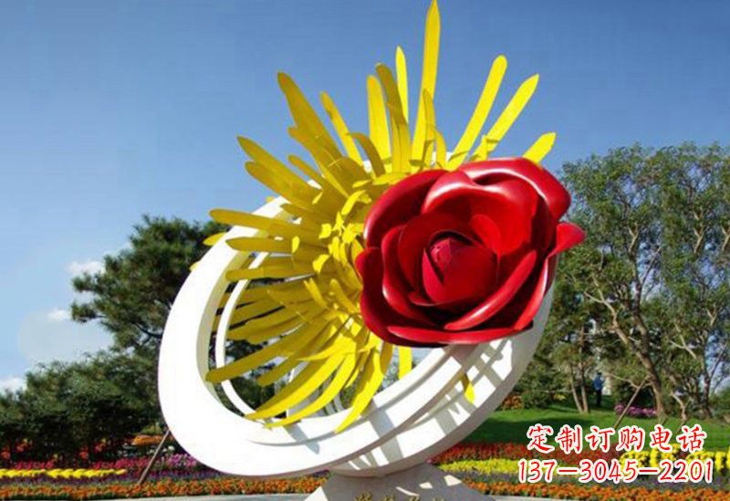 宁夏不锈钢玫瑰花雕塑——给城市景观带来美丽