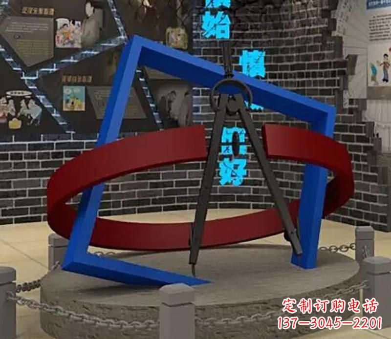 宁夏不锈钢圆规雕塑实现景观美化的艺术之作