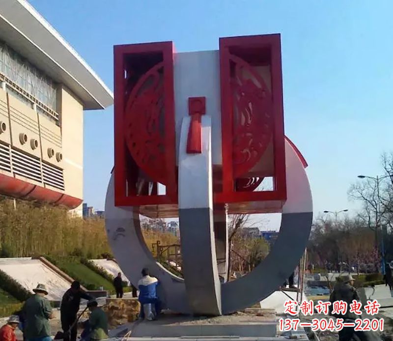 宁夏不锈钢圆环雕塑象征着永恒的美