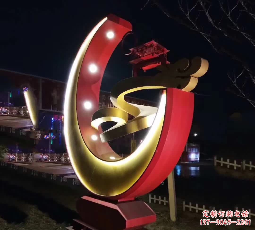 宁夏不锈钢月亮抽象雕塑——璀璨星空下的绝美艺术
