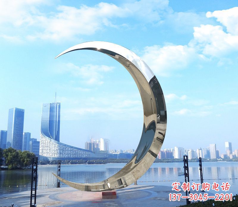 宁夏不锈钢月亮雕塑象征着美丽的月亮