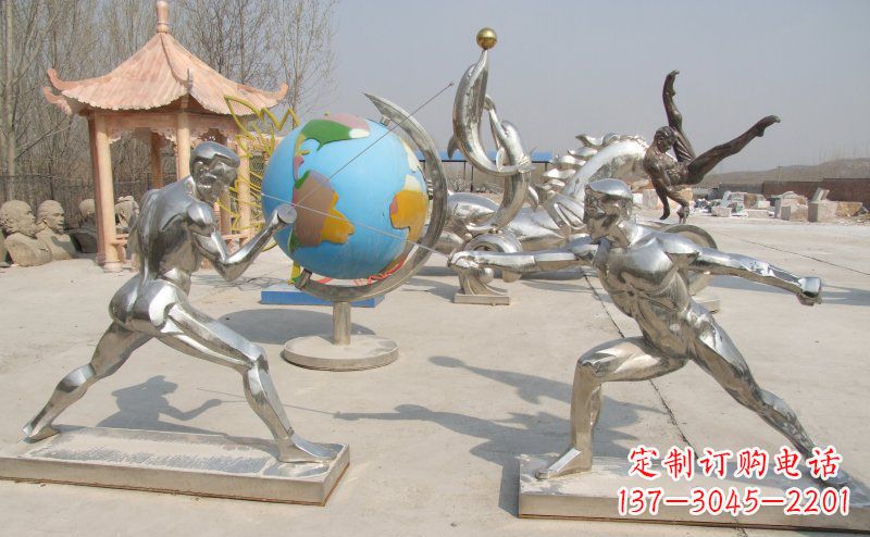 宁夏勇敢者的身影——不锈钢运动员击剑雕塑