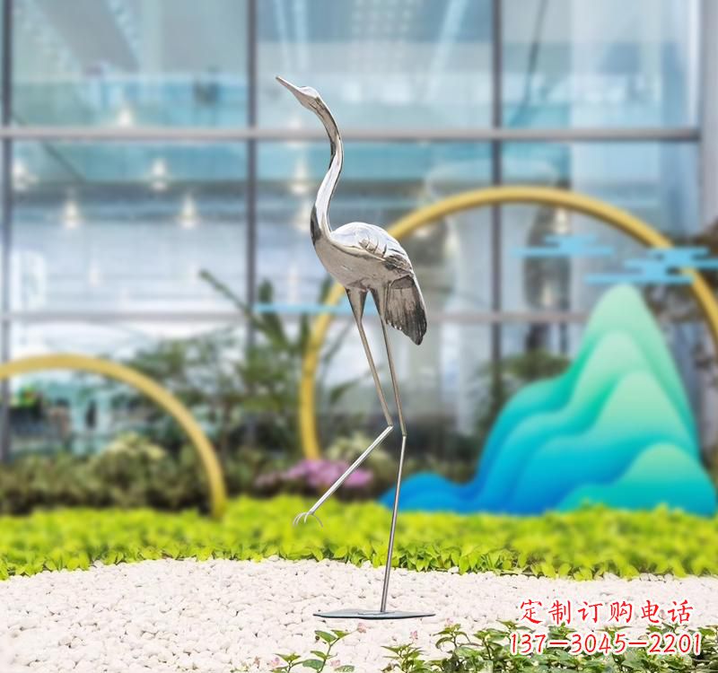 宁夏不锈钢展翅仙鹤雕塑