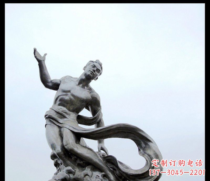 宁夏浪花上的勇敢者——不锈钢站立的男人雕塑