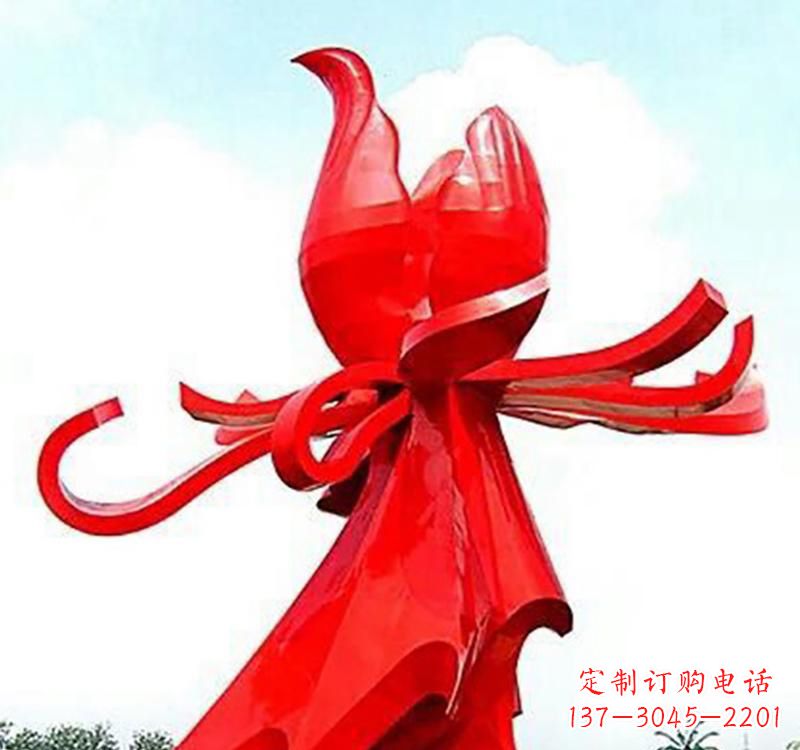 宁夏不锈钢玫瑰雕塑,传递爱与和平
