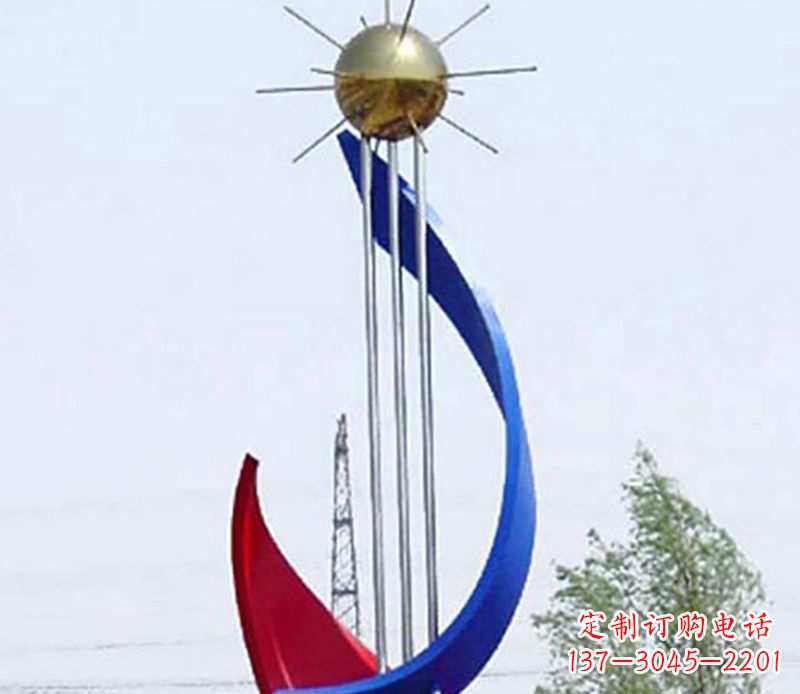 宁夏流动的美——不锈钢飘带雕塑