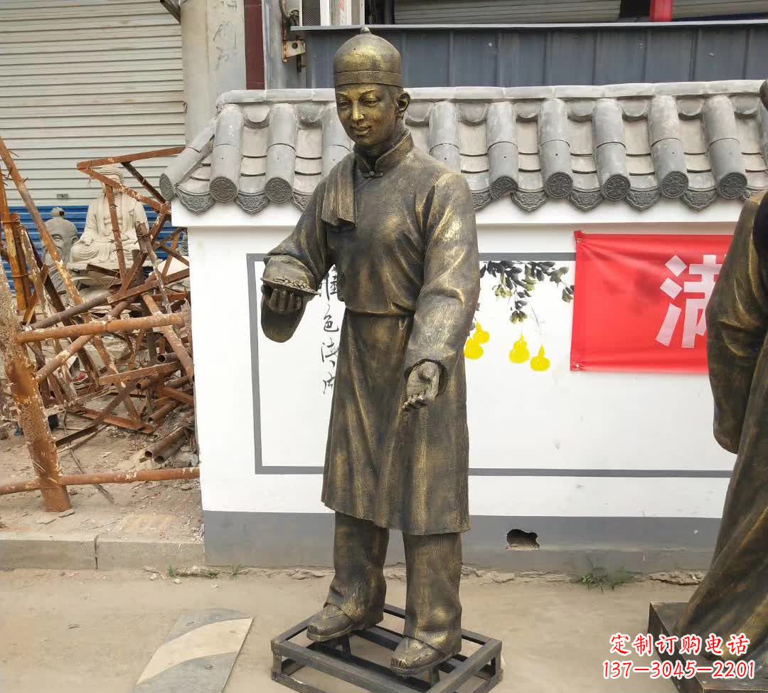 宁夏传承百年店小二铜雕