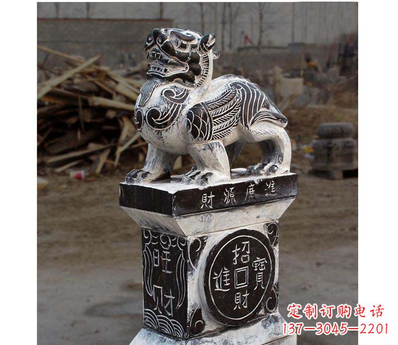 宁夏门墩雕塑财源广进的象征