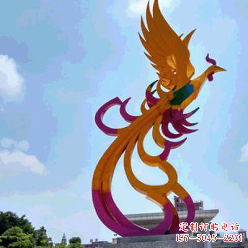 宁夏不锈钢凤凰雕塑——城市标识景观精美装饰