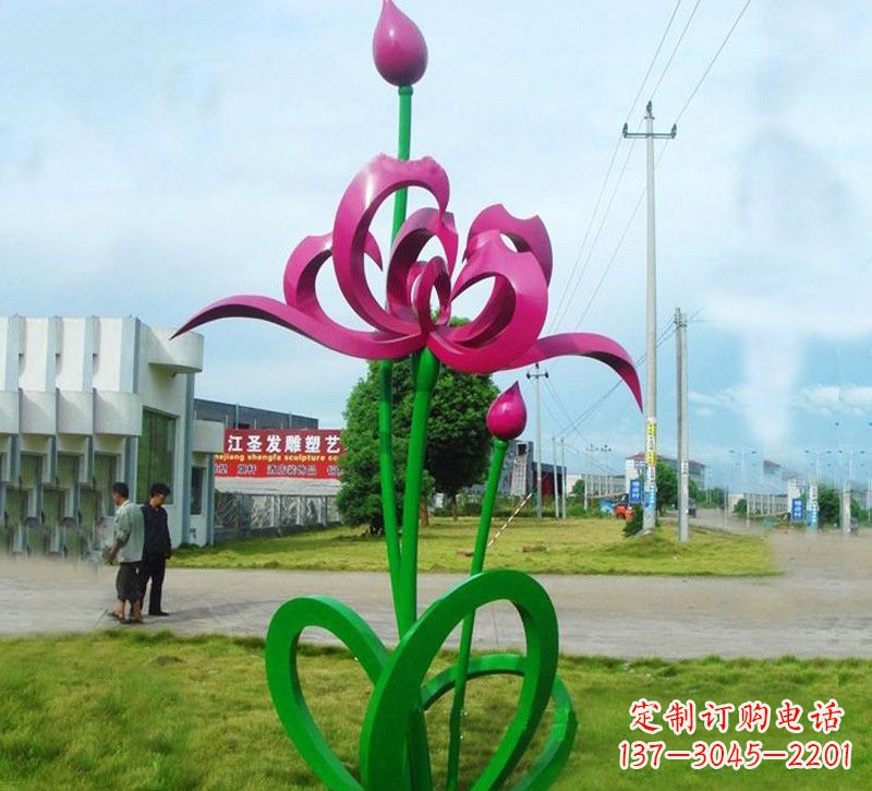 宁夏灿烂的彩色不锈钢荷花雕塑