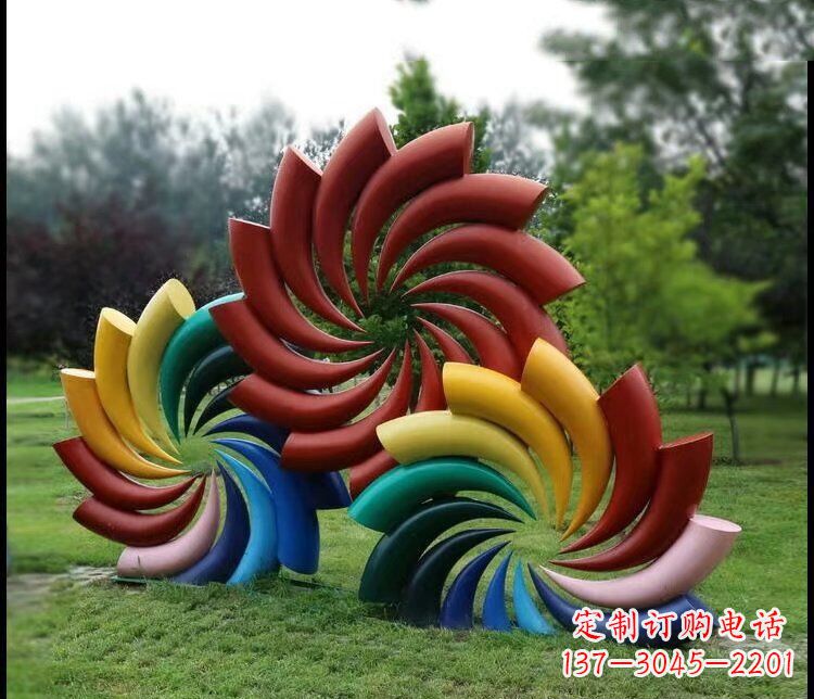 宁夏彩色不锈钢风车雕塑