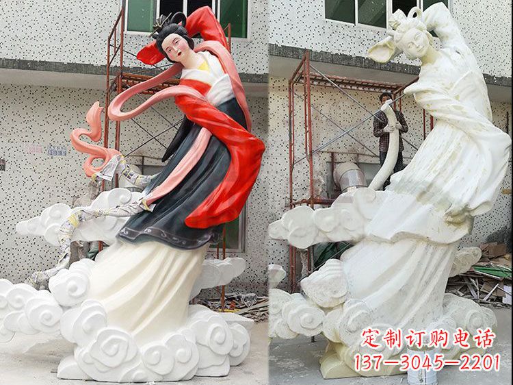 宁夏神话中的嫦娥玻璃钢彩绘雕塑
