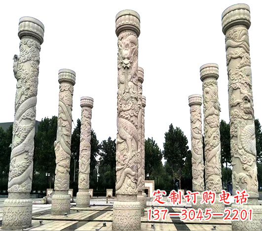 宁夏精美龙柱雕塑,点缀城市广场