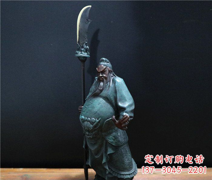 宁夏玻璃钢仿铜关公雕塑