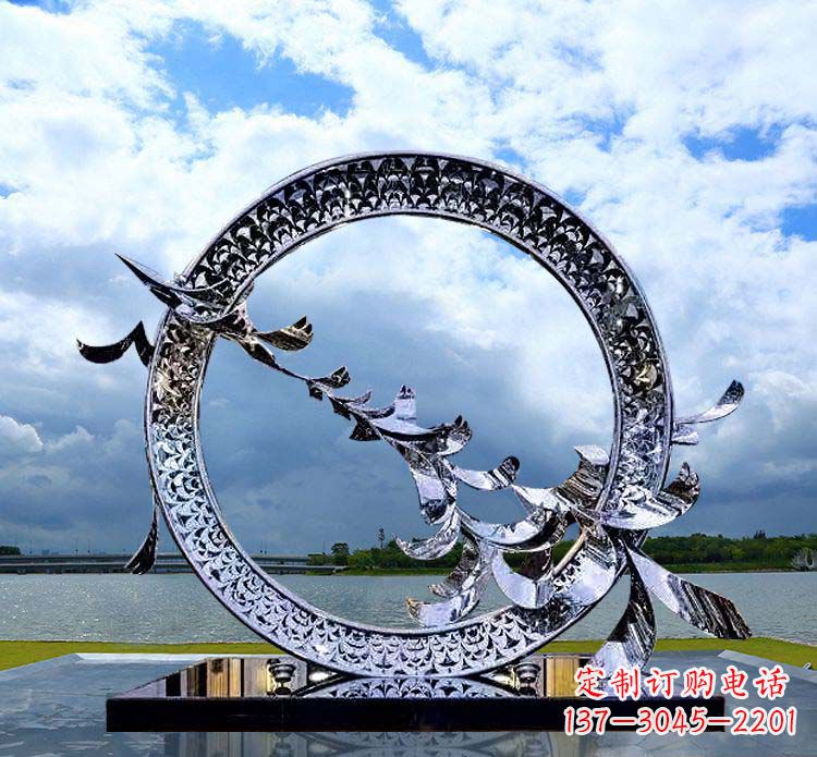 宁夏抽象不锈钢大雁雕塑