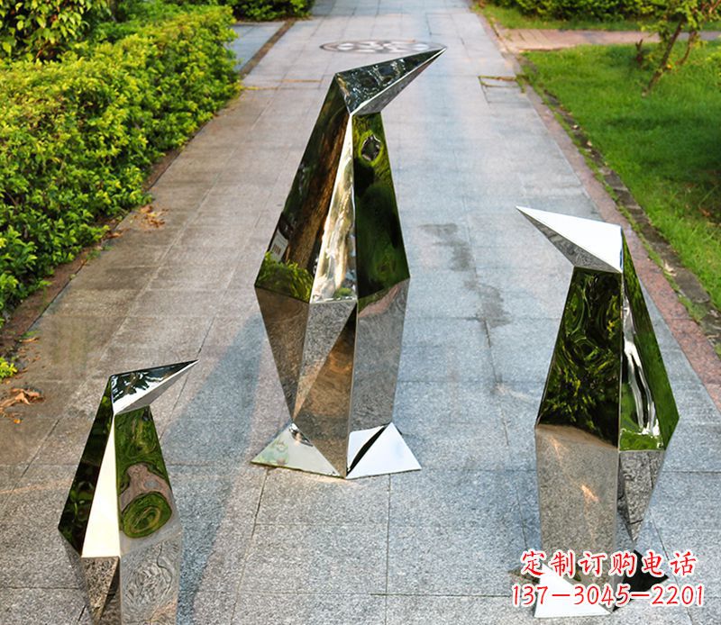 宁夏精致的抽象不锈钢企鹅雕塑