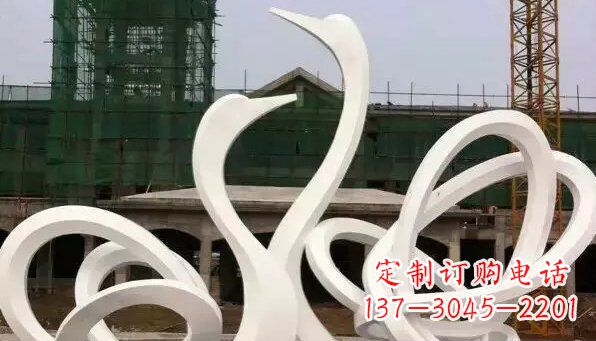 宁夏抽象不锈钢天鹅雕塑 (2)