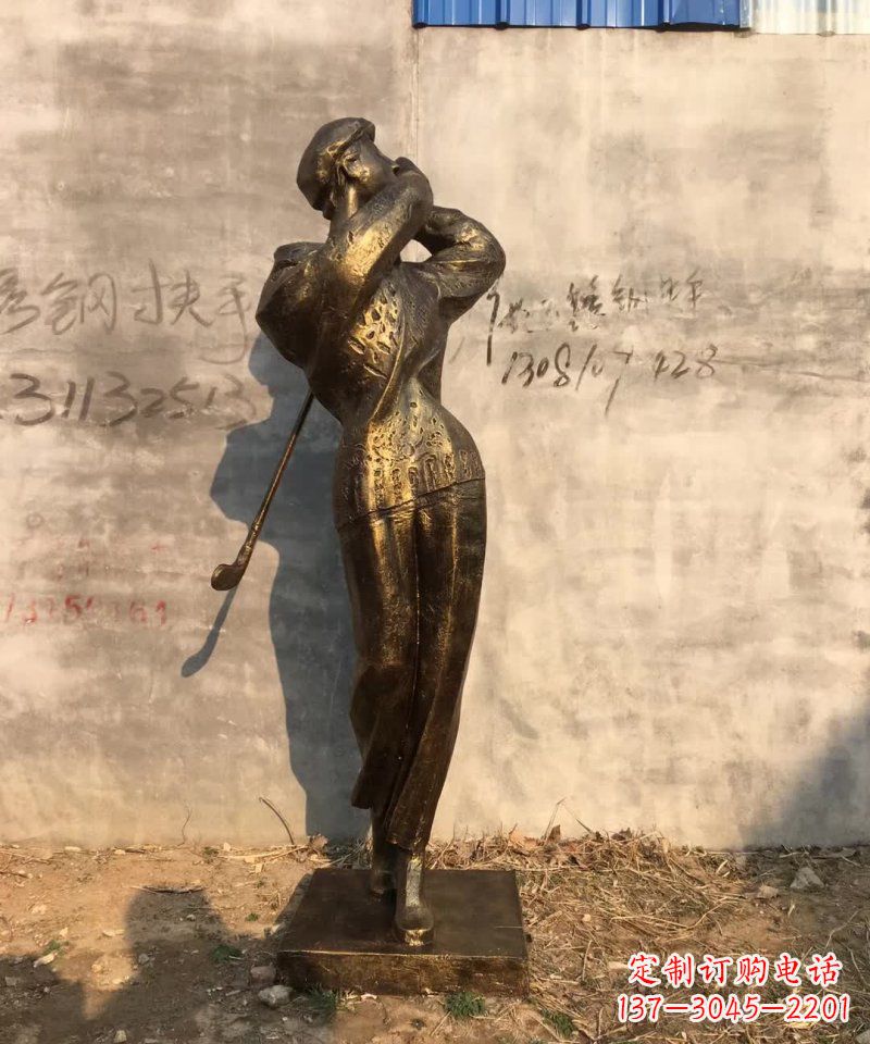 宁夏抽象打高尔夫球人物铜雕 (2)