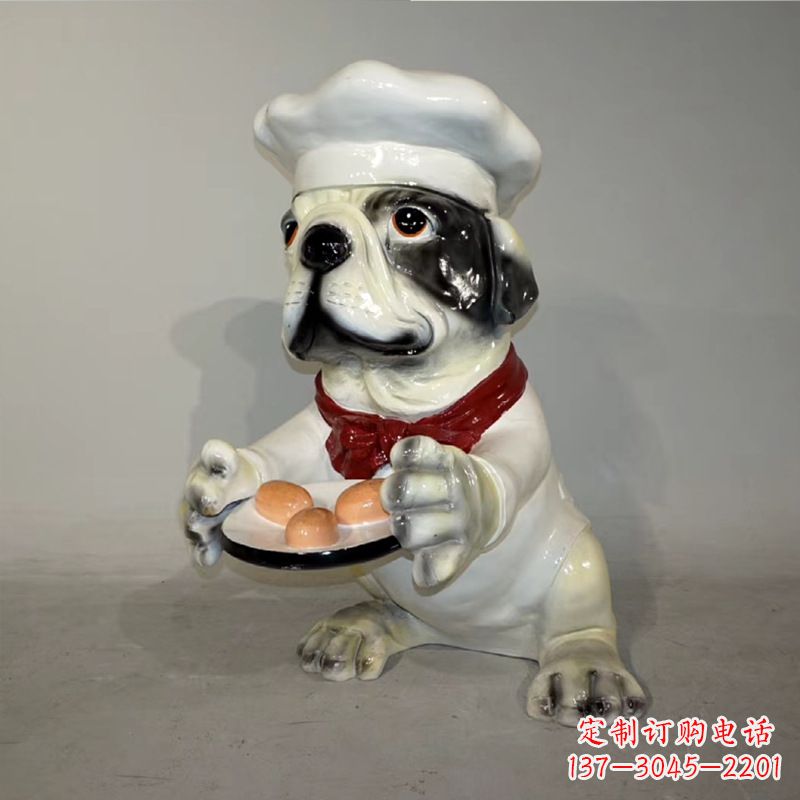 宁夏玻璃钢仿陶瓷狗雕塑——以斗牛犬为原型