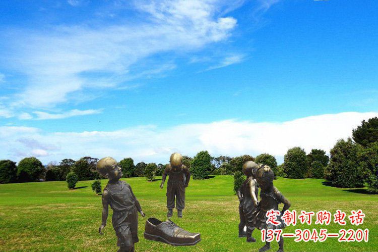 宁夏儿童雕塑借穿大鞋的儿童为灵感