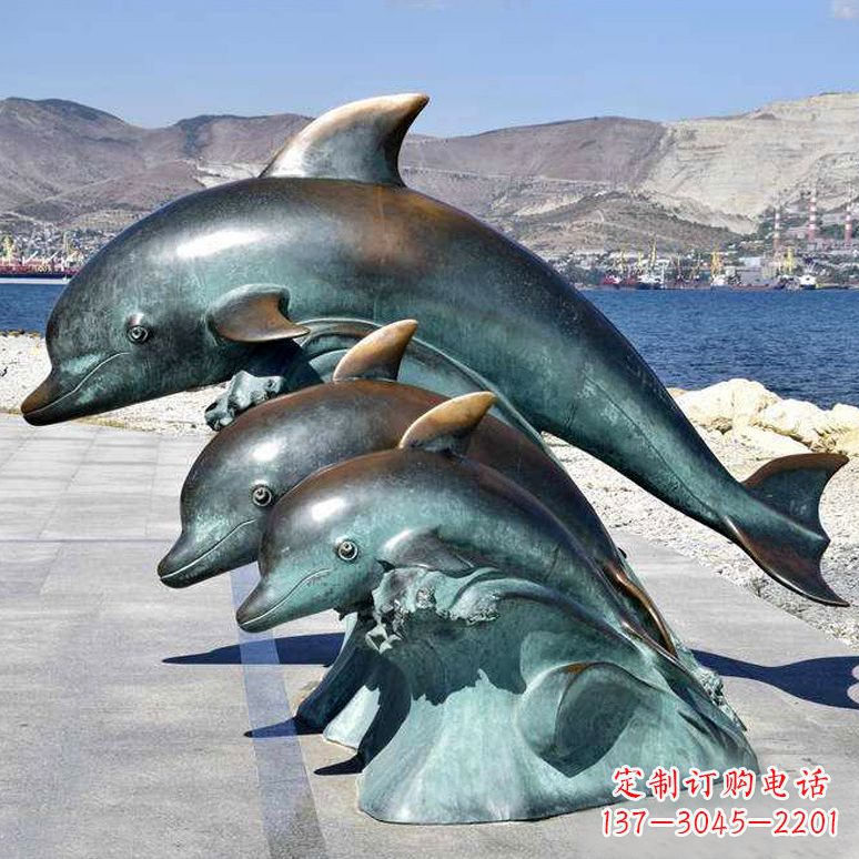 宁夏纯铜海豚动物雕塑