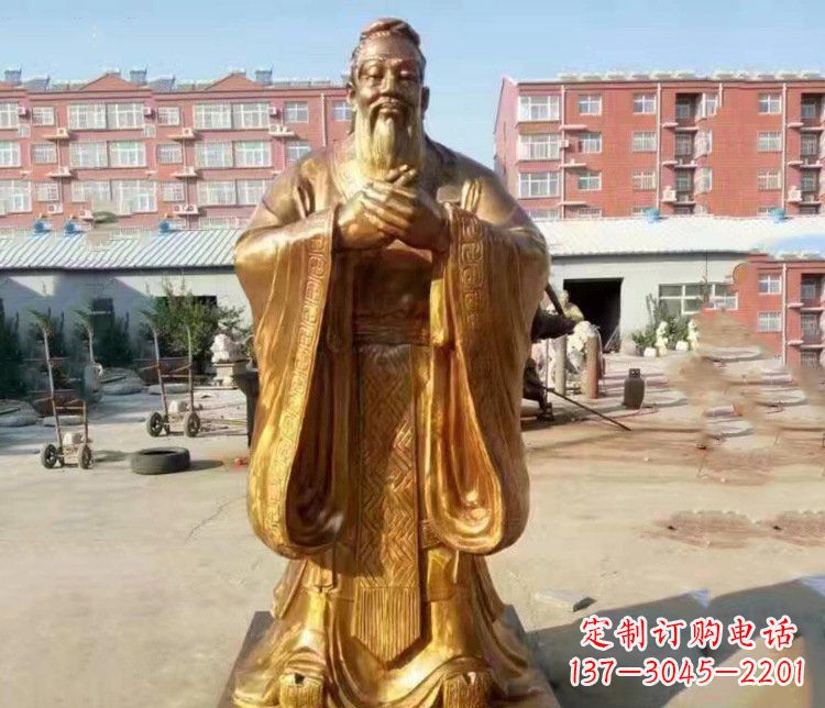 宁夏纯铜校园古代孔子人物铜雕塑