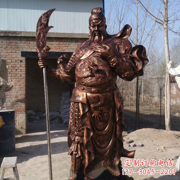 宁夏铸造巍然屹立的关公雕像