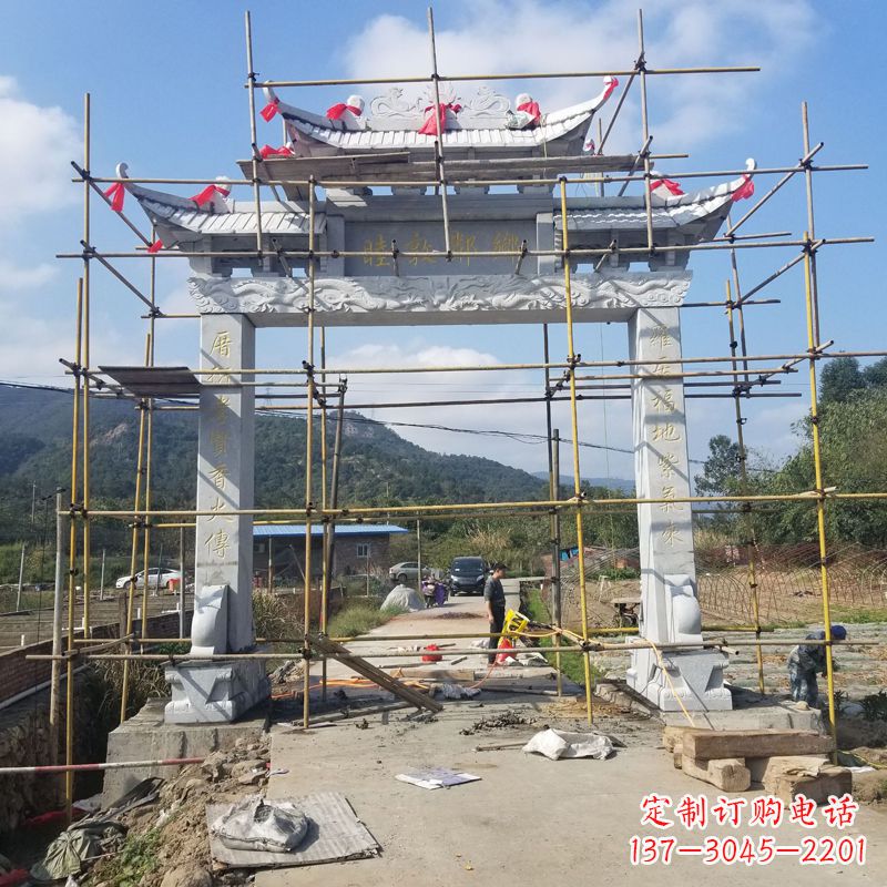 宁夏村庄石牌坊雕塑传承民间文化