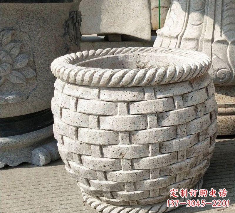 宁夏大理石雕塑水缸
