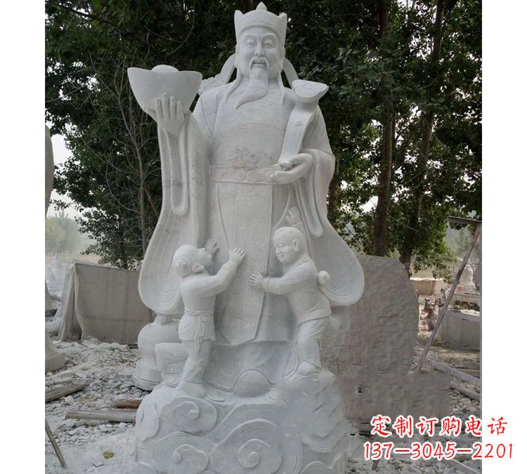 宁夏大理石财神雕塑——守护家庭繁荣