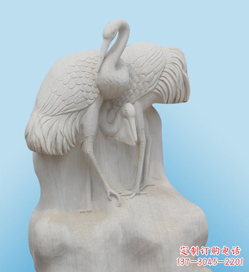 宁夏大理石制作的丹顶鹤雕塑