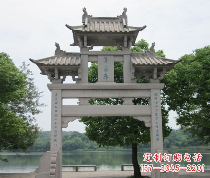 宁夏大理石单门牌楼雕塑精美的艺术瑰宝