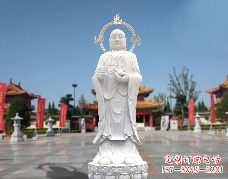 宁夏大理石地藏菩萨雕塑象征佛法的传承