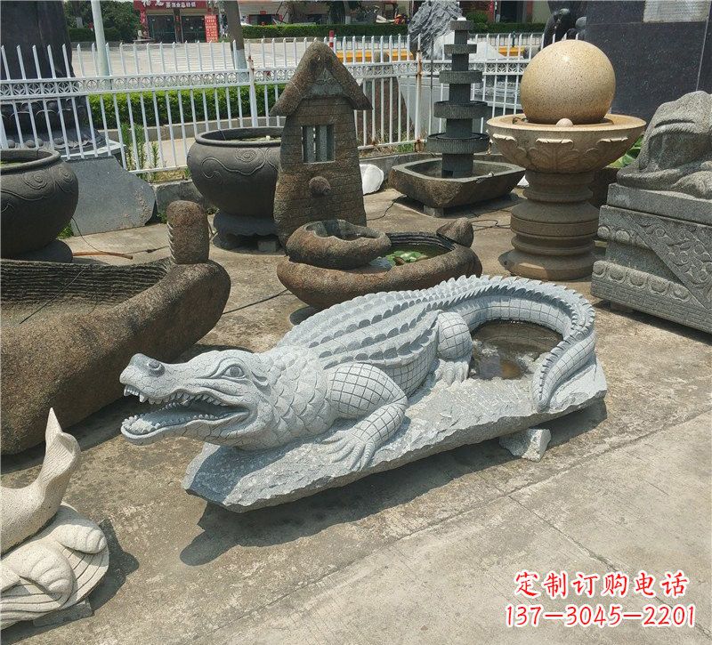 宁夏动物雕塑大理石鳄鱼