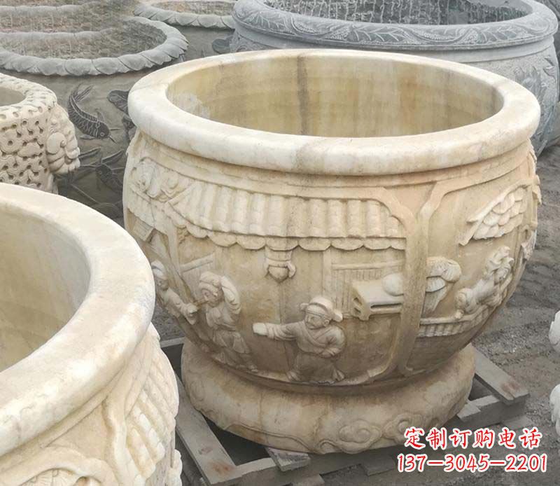 宁夏雕刻精美的大理石儿童水缸