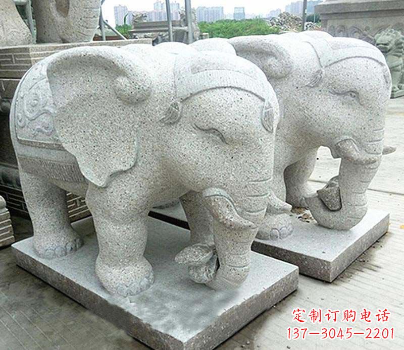 宁夏大理石制作的精美招财大象雕塑