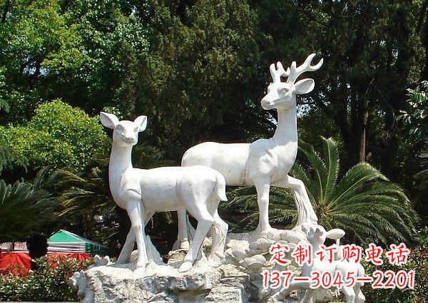 宁夏雕塑艺术——大理石公园小鹿石雕