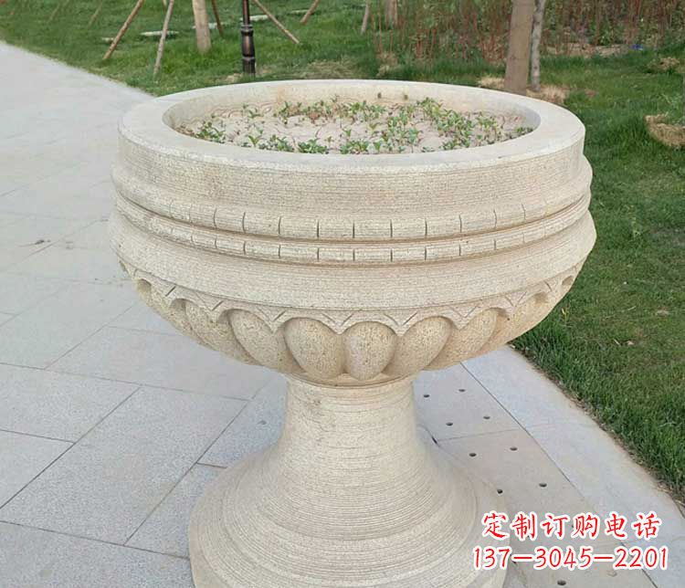 宁夏大理石花盆石雕