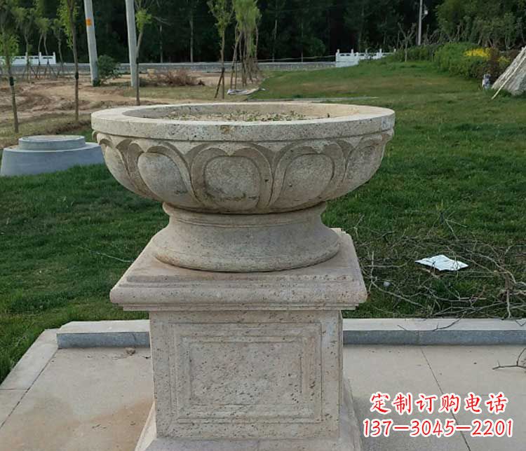 宁夏大理石花盆石雕