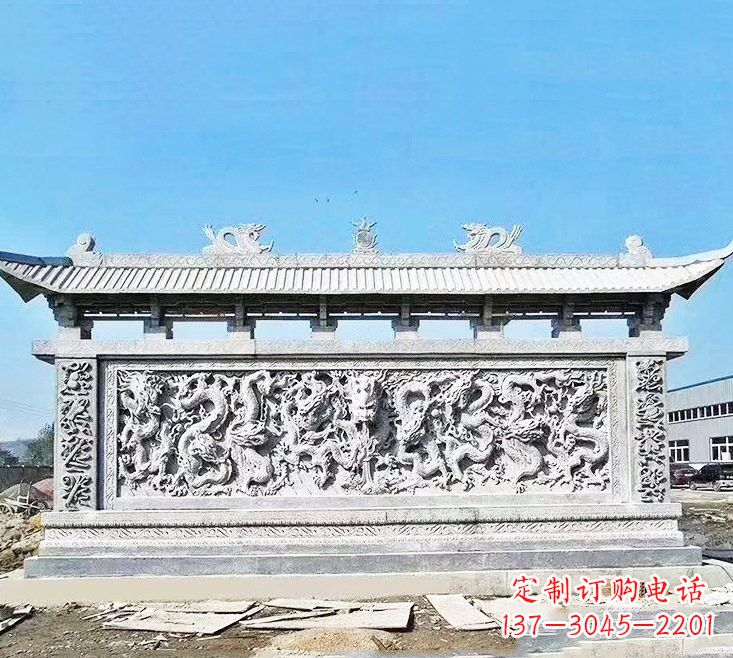 宁夏精美大理石九龙壁雕塑