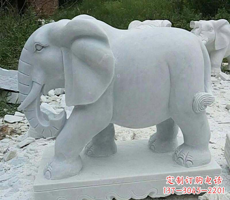 宁夏精雕细琢的大理石大象雕塑