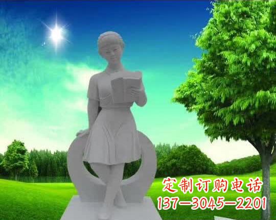 宁夏精致大理石“看书女孩”雕塑