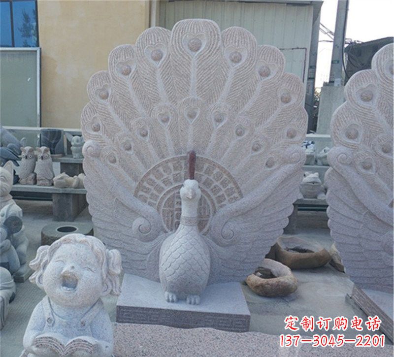 宁夏大理石孔雀开屏石雕