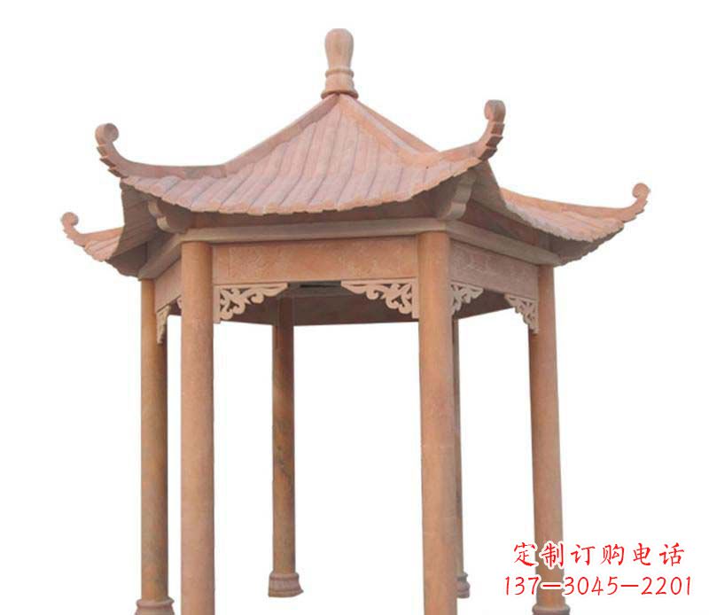 宁夏大理石六角凉亭雕塑