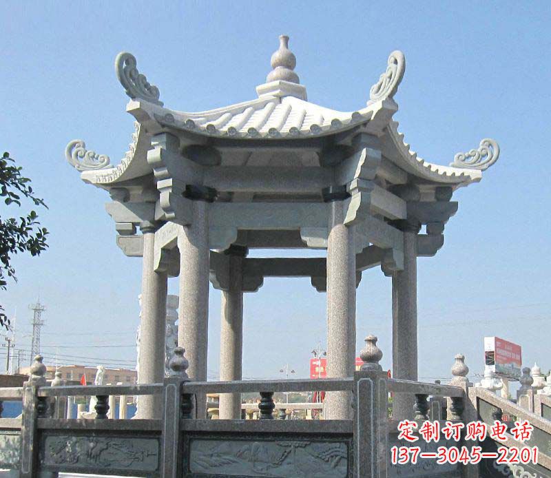 宁夏大理石六角凉亭石雕,为您的家园带来浪漫情怀