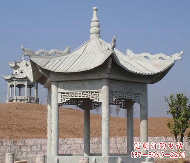 宁夏精美大理石六角凉亭石雕
