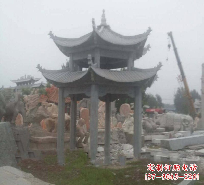 宁夏大理石六角凉亭石雕,精美绝伦